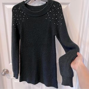 Mossimo black knit beaded scoopneck sweater